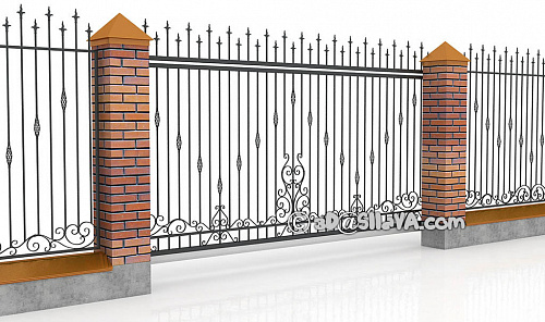 Ворота откатные металлические с декоративными элементами. © SllaVA.com