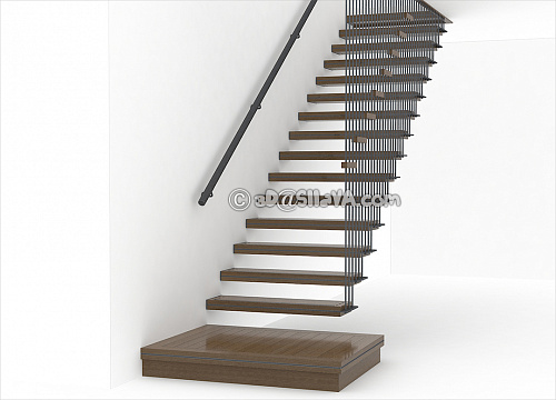 Лестница консольная с металлическим ограждением. © SllaVA.com