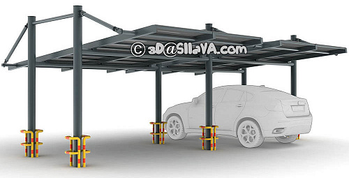 Автонавес с крышей на тягах (трубный прокат, поликарбонат монолитный). © SllaVA.com
