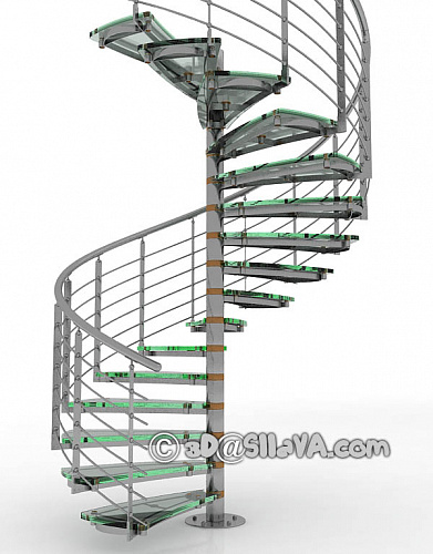 Винтовая лестница со стеклянными ступенями. © SllaVA.com