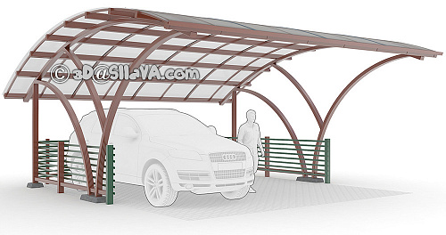 Навес для легкового автотранспорта (металлопрокат, поликарбонат). © SllaVA.com