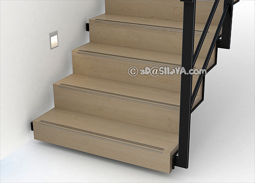 Лестница консольная из листовой стали с деревянными ступенями © SllaVA.com